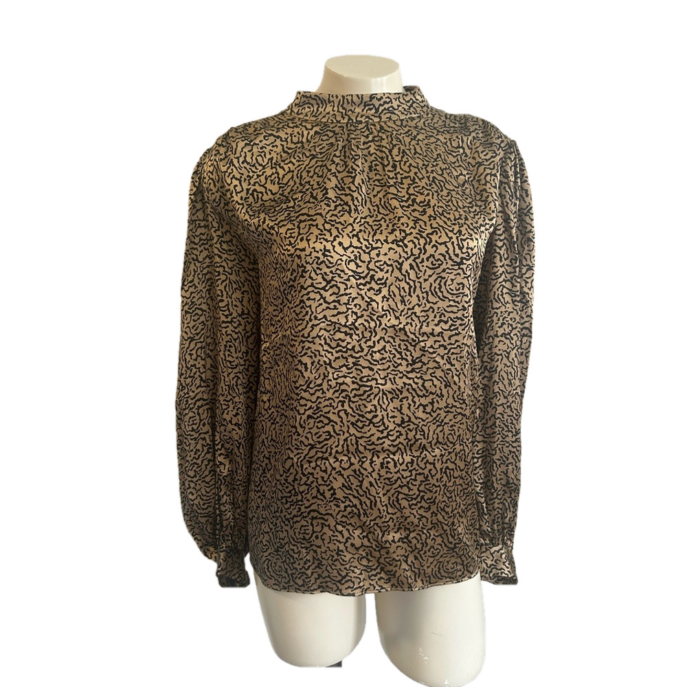 FRAME animal  Print 100% Silk Blouse MED